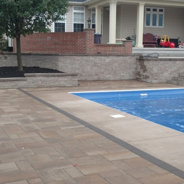 Techo Bloc Pool Deck, Retaining Walls and Kichler Lighting