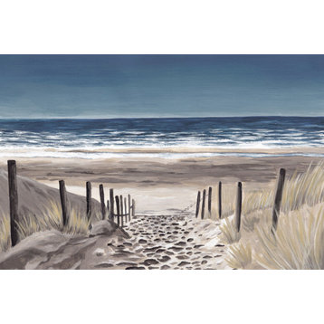 "Fenced Beach Path" Painting Print on Wrapped Canvas, 12"x8"