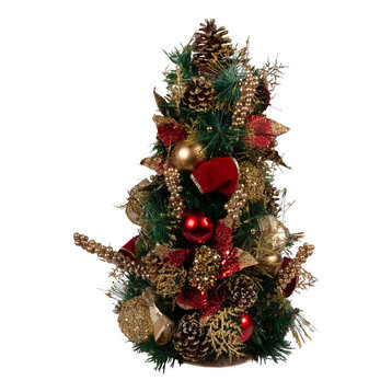 Traditional Room Decoration Collection, Table Top Tree, Red/Gold/Green