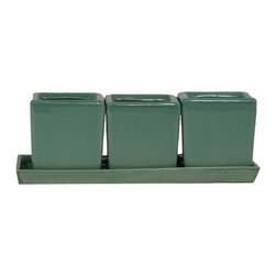 Streaky Green Glazed Herb Pots - Outdoor Plant Pots & Planters