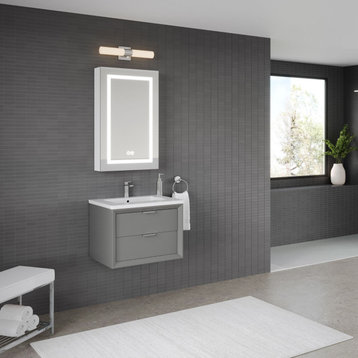 The Sala Bathroom Vanity, Gray, 24", Single Sink, Wall Mount