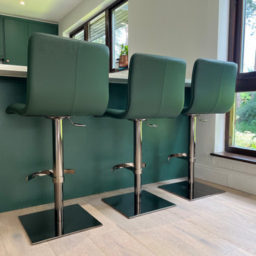Rio Stools in Dark Green Leather with Black Chrome Bases Ref 55