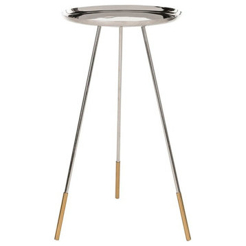 Christin Tri Leg Contemporary Glam Side Table Gold/Nickel