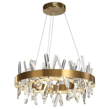 Stepless Dimming Crystal Ring Led Chandelier for living room, dining room, 31,5"