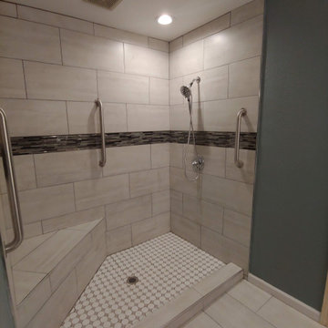 Handicap bathroom remodel and enlarge