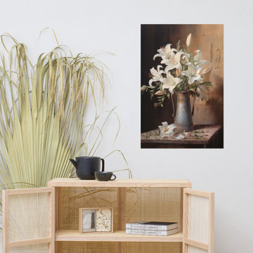 Luminous Tranquility Vase with Flowers Floral Still Life Pastel Drawing Painting