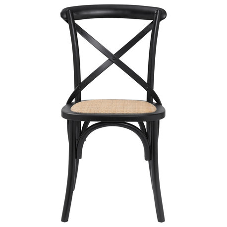 Neyo Side Chair, Natural Rattan Seat, Set of 2, Black