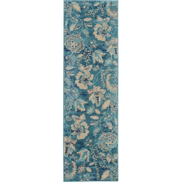 Nourison Tranquil TRA02 Turquoise Runner 2'3" x 7'3" Area Rug