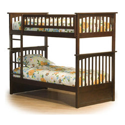 Antique Walnut Columbia Twin over Twin Bunk Bed - Bunk Beds