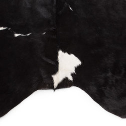 Luxury Natural Cowhide Area Rug, Handmade, Black-White, Hair-on-Hide, 6'7"x5'7" - Area Rugs