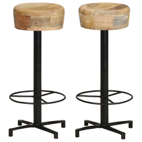 vidaXL Bar Stools Bar Seats Counter Height Island Stools 2 Pcs Solid Mango Wood