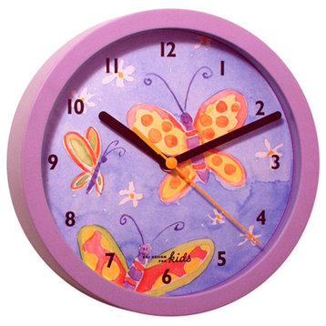 8" Children Wall Clock Butterflies