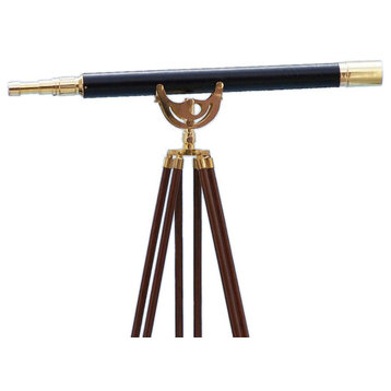 Floor Standing Anchormaster Telescope, Brass/Leather, 65"