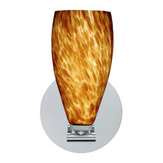 Karli 1 Light Wall Sconce, Polished Nickel, Incandescent, Amber Cloud Glass