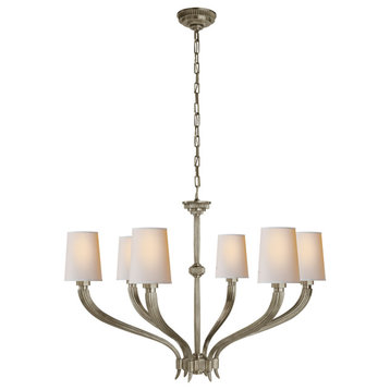 Ruhlmann Large Chandelier in Antique Nickel with Natural Paper Shades