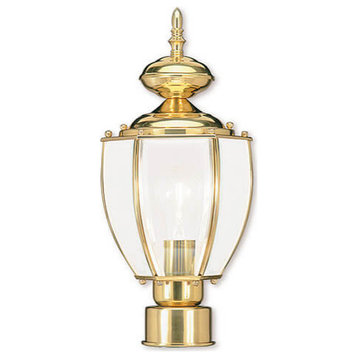 Livex Outdoor Basics 1 Light 17" Tall Outdoor Post Lantern, Polished Brass