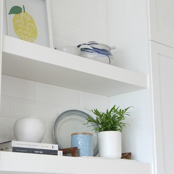 White and Navy Blue Kitchen - New Home