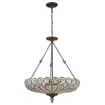 6 Light Pendant in Traditional Style - 30 Inches tall and 26 inches wide