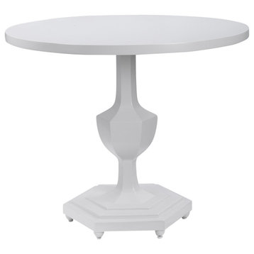 Luxe Modern Gloss White Entry Table Geometric Pedestal Foyer Hall Round