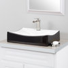 Black and White Porcelain Vessel Sink With Faucet Hole with Drain, Brushed Nickel