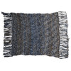 Woven Melange Acrylic Throw With Fringe, Blue and Brown