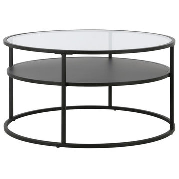 Ada 32 Wide Round Coffee Table in Blackened Bronze