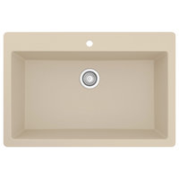 Karran QT-812 Top Mount 33" Large Single Bowl Quartz Kitchen Sink, Bisque