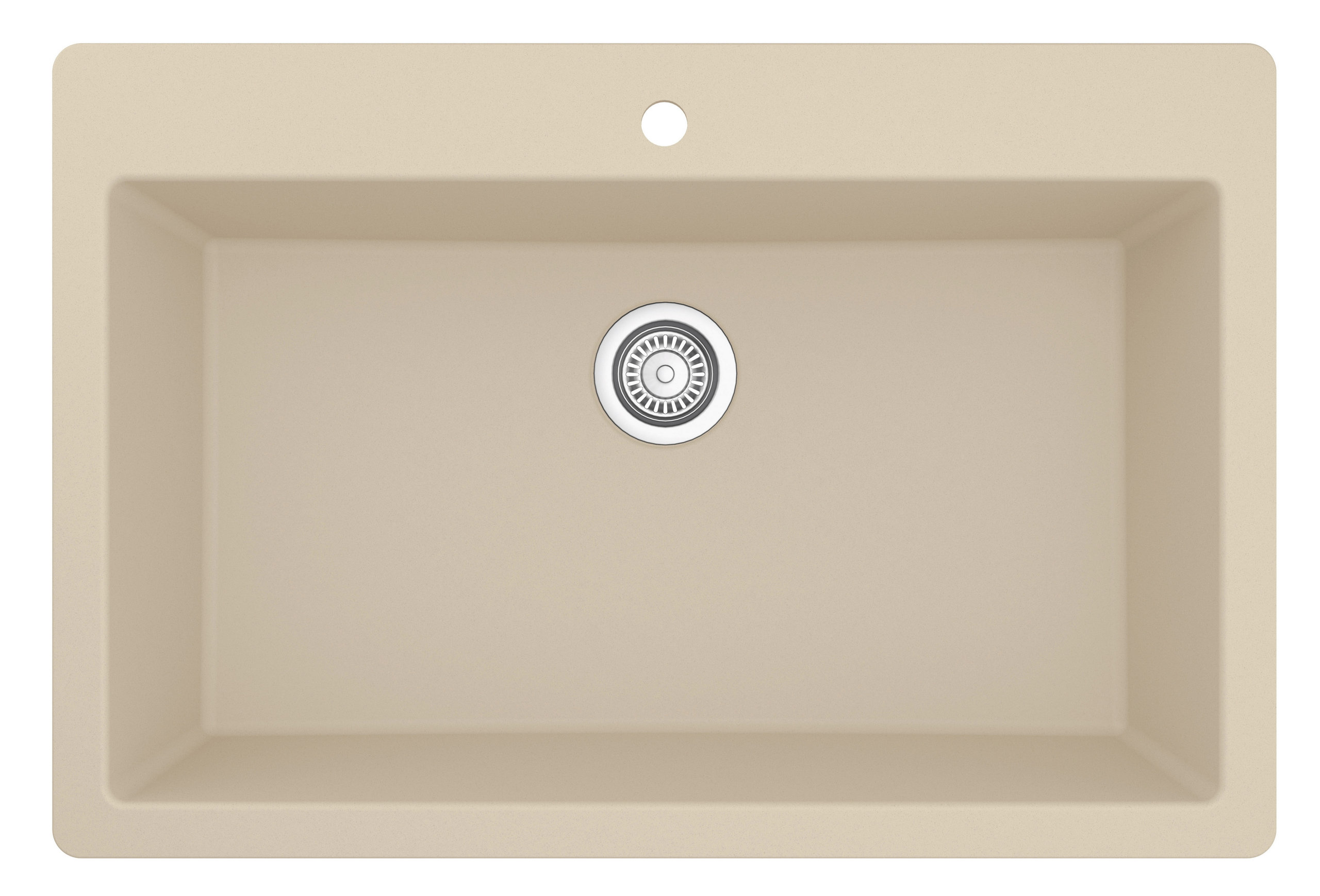 Karran QT-812 Top Mount 33" Large Single Bowl Quartz Kitchen Sink, Bisque