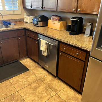 White Kitchen Reface with Custom Built In Dry Bar