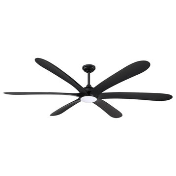 72 in LED Downrod Mount Black Ceiling Fan With Remote Control