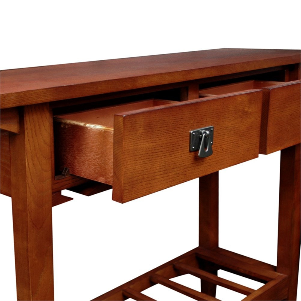 Leick Furniture Wood Mission Wine Stand with Storage Drawers in Black ...