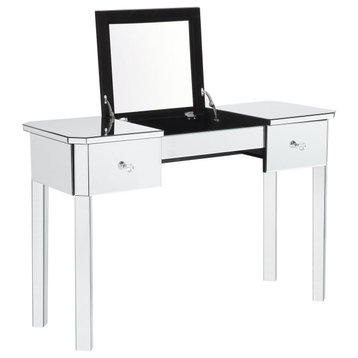 Kimberly Mirrored Makeup/Jewelry Vanity Table 2 Drawers and Lift-up Top