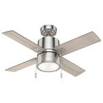 Hunter Fan Company - Hunter 53432 42``Ceiling Fan Beck Brushed Nickel - The Beck indoor ceiling fan has a casual yet modern design and a variety of finishes to complement styles including farmhouse, modern, and coastal. The 42-inch fan is perfect for small rooms including home offices, guest bedrooms, and laundry rooms. This small ceiling fan comes with pull chains, an LED light, and our WhisperWind motor technology for powerful yet quiet air performance.