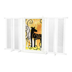 Fusion Gates - Fusion Gate with Limited Edition Dream Dog Design, White Pearl, 71.5"-74" - Dog Gates