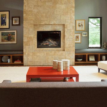 Contemporary Stone Fireplace