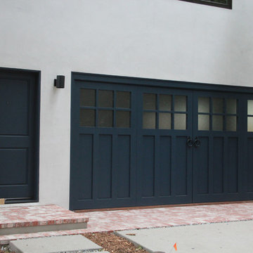 Blue Carriage Doors with Glass Windows - Studio City, CA