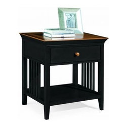 American Drew 181-400BM Drawer Night Stand - Black w/ Maple Top Sterling Pointe - Nightstands And Bedside Tables