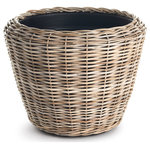 Napa Home & Garden - Woven Dry Basket Planter, 26.75" - Here's a smart idea- a new rattan planter tightly woven around grower's pots. The plastic pot helps the weave retain shape while elevating the rattan off the ground. Brilliant.
