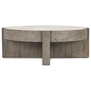 Sonoma 52" Round Reclaimed Pine Coffee Table, Distressed Gray