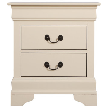 Louis Philippe 2-Drawer Beige Nightstand, 24 in. H X 22 in. W X 16 in. D