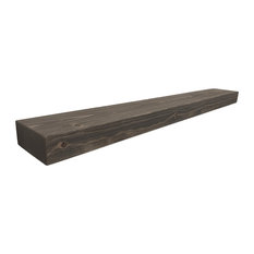 Rustic Floating Fireplace Mantel, 4"x7", Weathered Wood, 54"