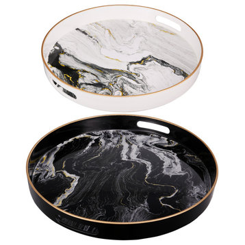 Quinn Trays Black and White, 2-Piece Set