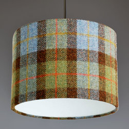 Harris Tweed Green Check Lamp Shade - Lampshades