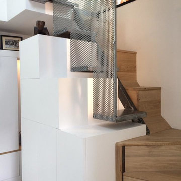 MP escalier à pas décalés / japonnais double matériaux bois et métal avec rangem
