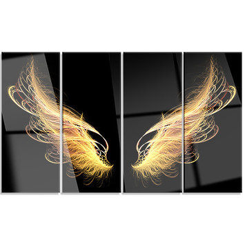 "Golden Angel Wings on Black" Metal Art, 4 Panels, 48"x28"