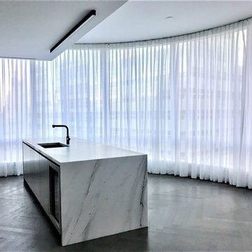 111 Murray St- Battery Operated Shades and Curved Drapery