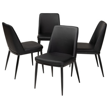 Darcell Faux Leather Upholstered Dining Chair, Set of 4, Black