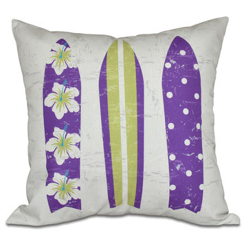Triple Surf, Geometric Print Pillow, Purple, 20"x20"