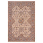Bareens Designer Rugs - Oriental Ziegler Caroyln Ivory Gray Hand-Knotted Wool Rug - 5'7'' x 7'3'' - Enhance the ambiance of your home with this magnificent Persian-influenced Turkish hand-knotted rug made by skilled artisans capable of creating the most exceptional vegetable dyes and hand-spun wool. This exquisite handmade rug is a one-of-a-kind Peshawar Kafkaz, otherwise identified as Chobi, Chobi Peshawar, Oushak, or Ziegler rug. These handmade rugs are crafted in Pakistan utilizing superior-quality wool imported from Australia, New Zealand, and Korea in two types of weaves: the Persian weave and the Mori weave. This rug is meticulously crafted by hand using the finest natural vegetable dyes extracted from local plants. The artisans use a blend of hand-spun local and fine merino wool, resulting in a rug with a compelling texture, higher lanolin content, and longer staple. The artisans occasionally incorporate natural or artificial silk into the pile to enhance specific motifs. The finished product is an awe-inspiring execution of flawless design and an understated palette that exudes elegance.
