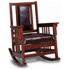 Leather Upholstered Rocking Chair, Tobacco and Dark Brown